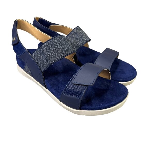 Spenco Sanabel Sandals Womens 8 Blue Suede Orthotic Adjustable Strappy Comfort - Picture 3 of 11